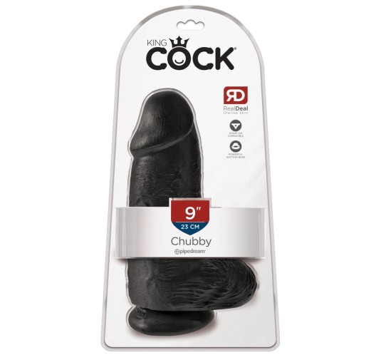 King Cock - Realistyczne Grube Dildo Z Przyssawką 23 CM Czarny